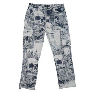 New Rebel Vengeance Skull Tapestry Cargo Pants Size 36x32 Goth Streetwear